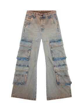 Diesel Light Blue Multi-Pocket Cargo Jeans. Very stylish